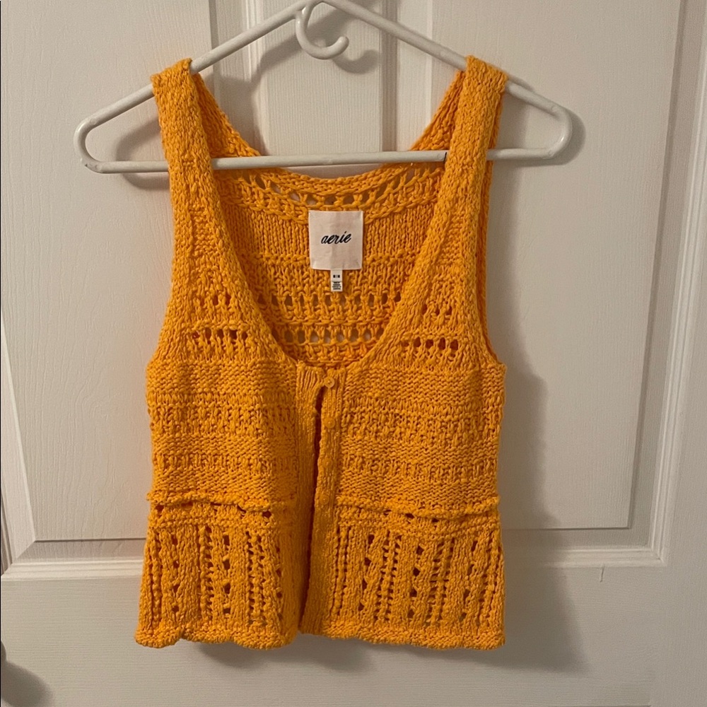 Aerie Women's Vibrant Orange Crochet vest